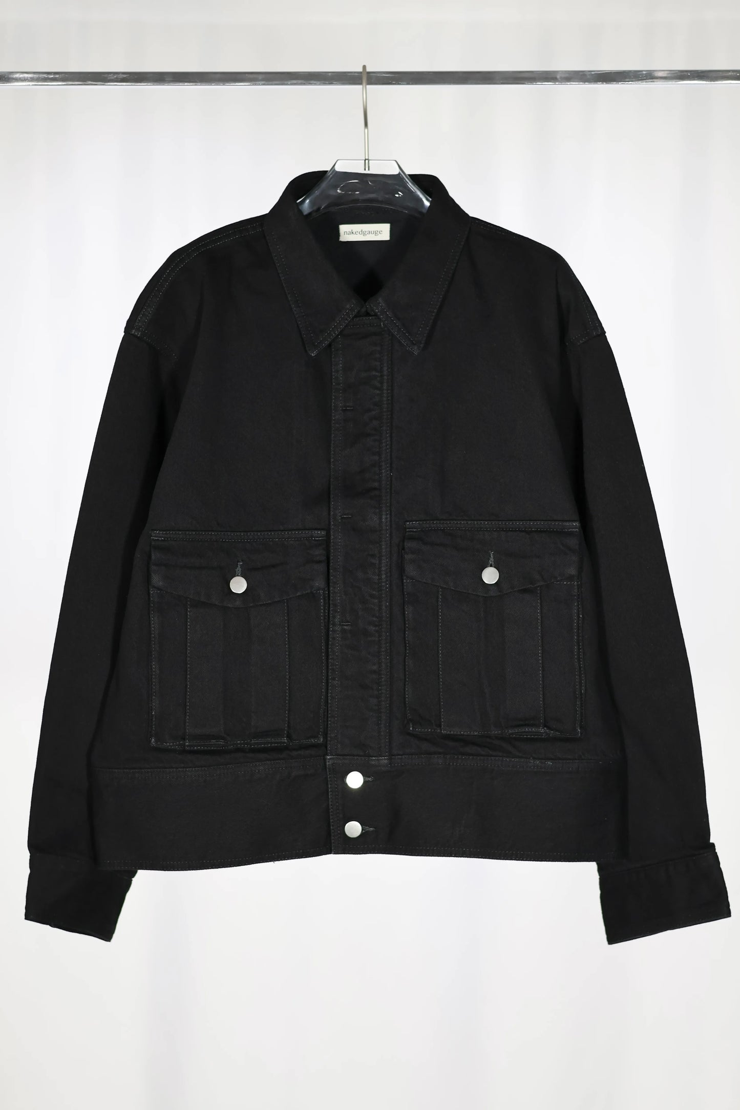 nakedgauge - ONE WASH BLACK DENIM BLOUSON - BLACK