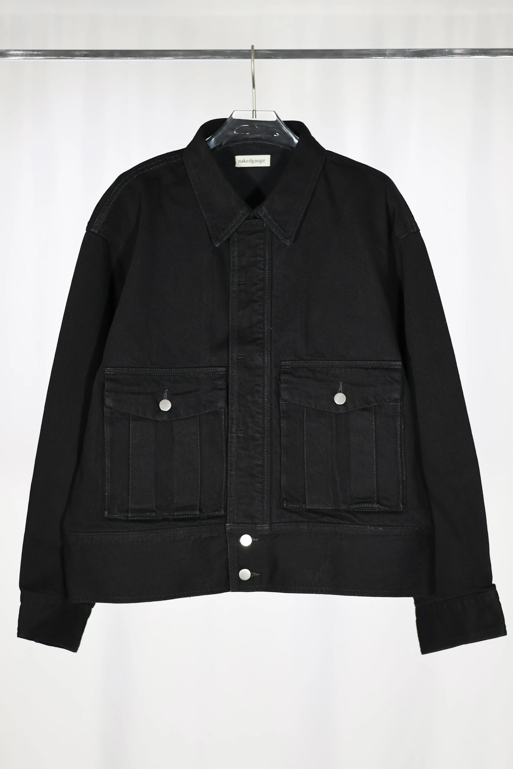 nakedgauge - ONE WASH BLACK DENIM BLOUSON - BLACK