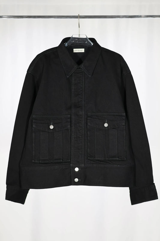 nakedgauge - ONE WASH BLACK DENIM BLOUSON - BLACK