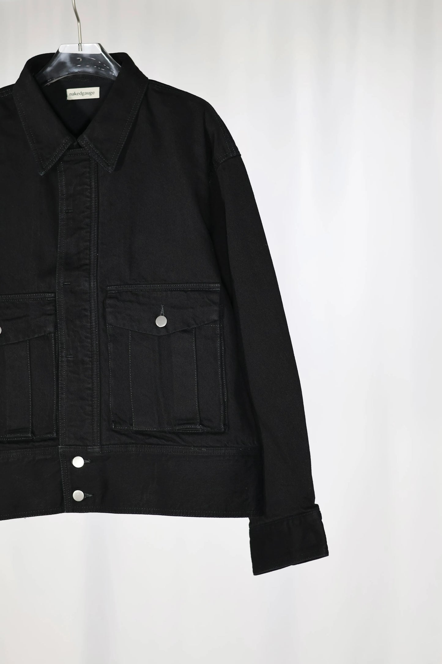nakedgauge - ONE WASH BLACK DENIM BLOUSON - BLACK