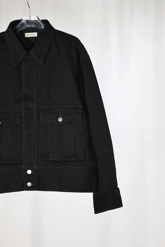 nakedgauge - ONE WASH BLACK DENIM BLOUSON - BLACK