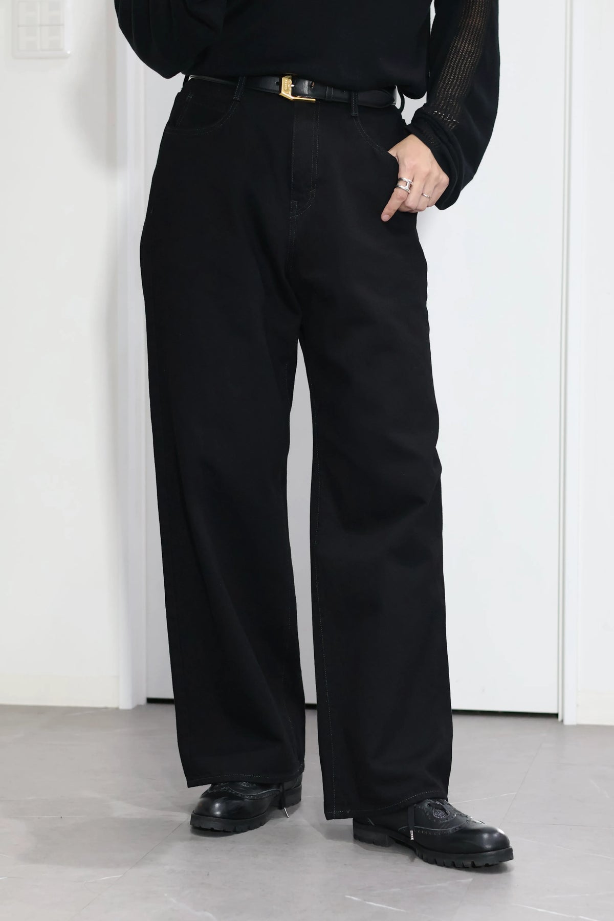 nakedgauge - ONE WASH BLACK DENIM ASHLEY JEANS - BLACK
