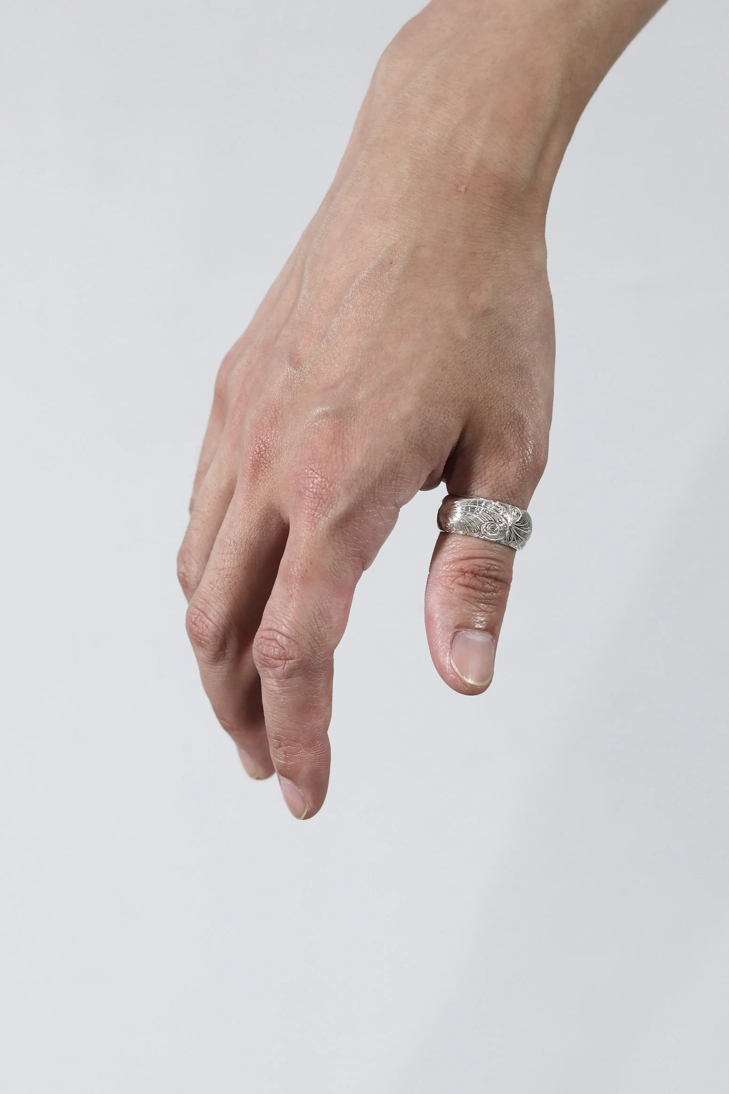 WAKAN SILVER SMITH - Arabesque half round ring L - R-065