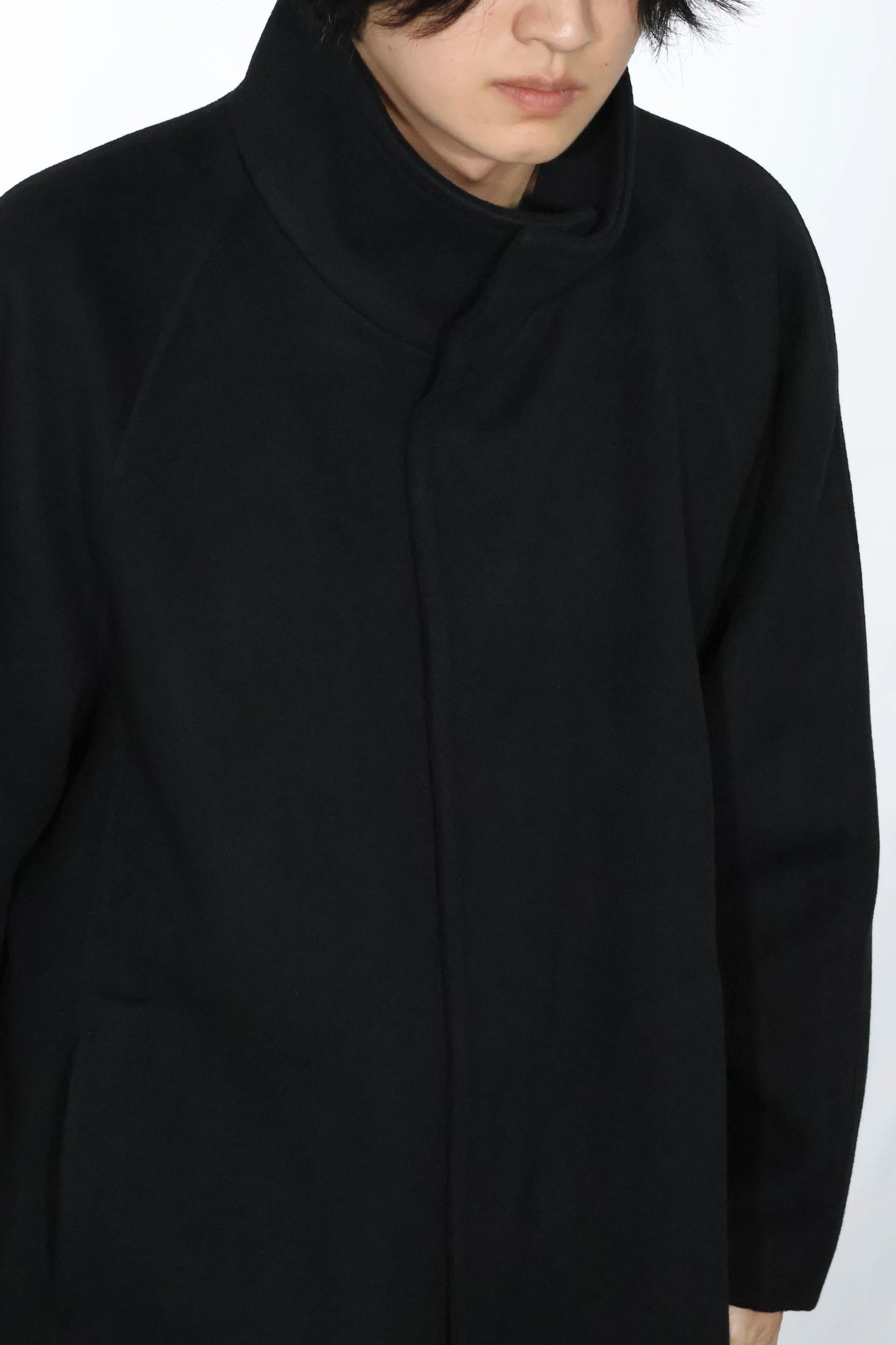 08Sircus - Wool double face rever short coat - BLACK