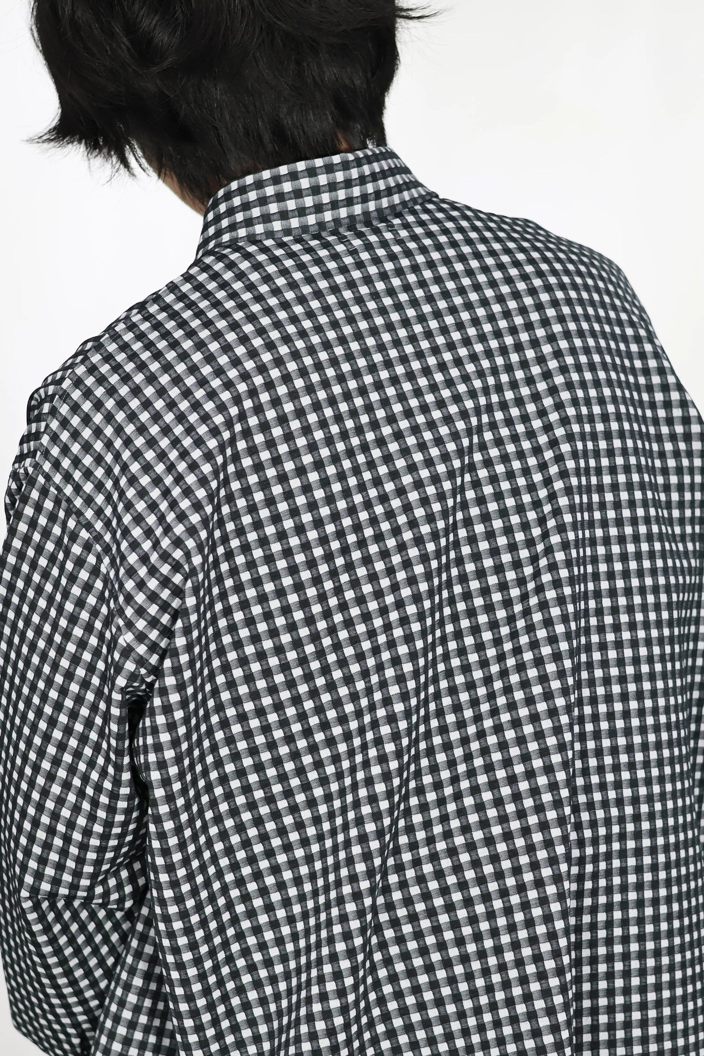KANEMASA PHIL. - 36G Wool Check Balise Shirt - BLACK WHITE