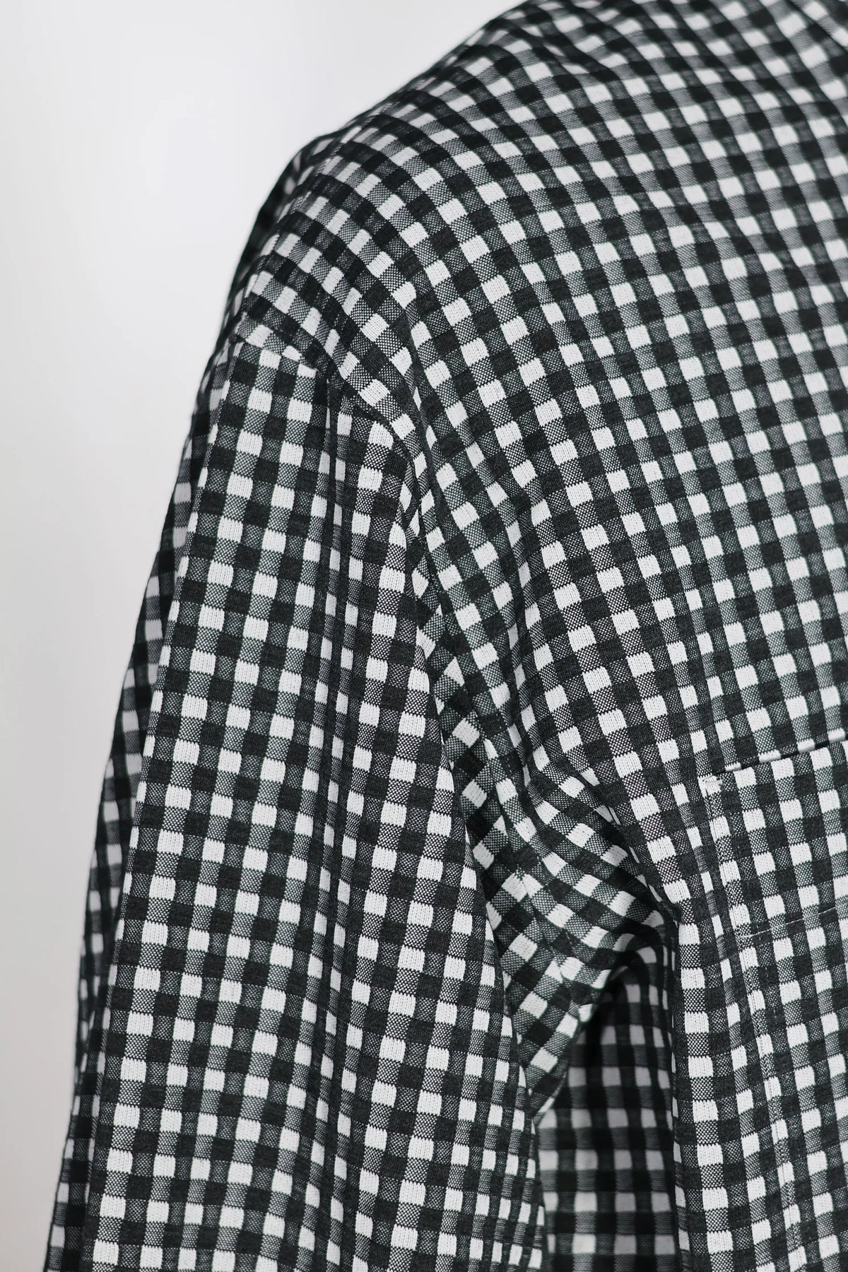 KANEMASA PHIL. - 36G Wool Check Balise Shirt - BLACK WHITE