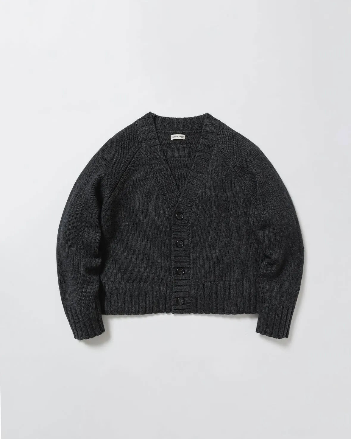 nakedgauge - COMFORT BLEND YARN JAPANESE BAND CARDIGAN - CHARCOAL