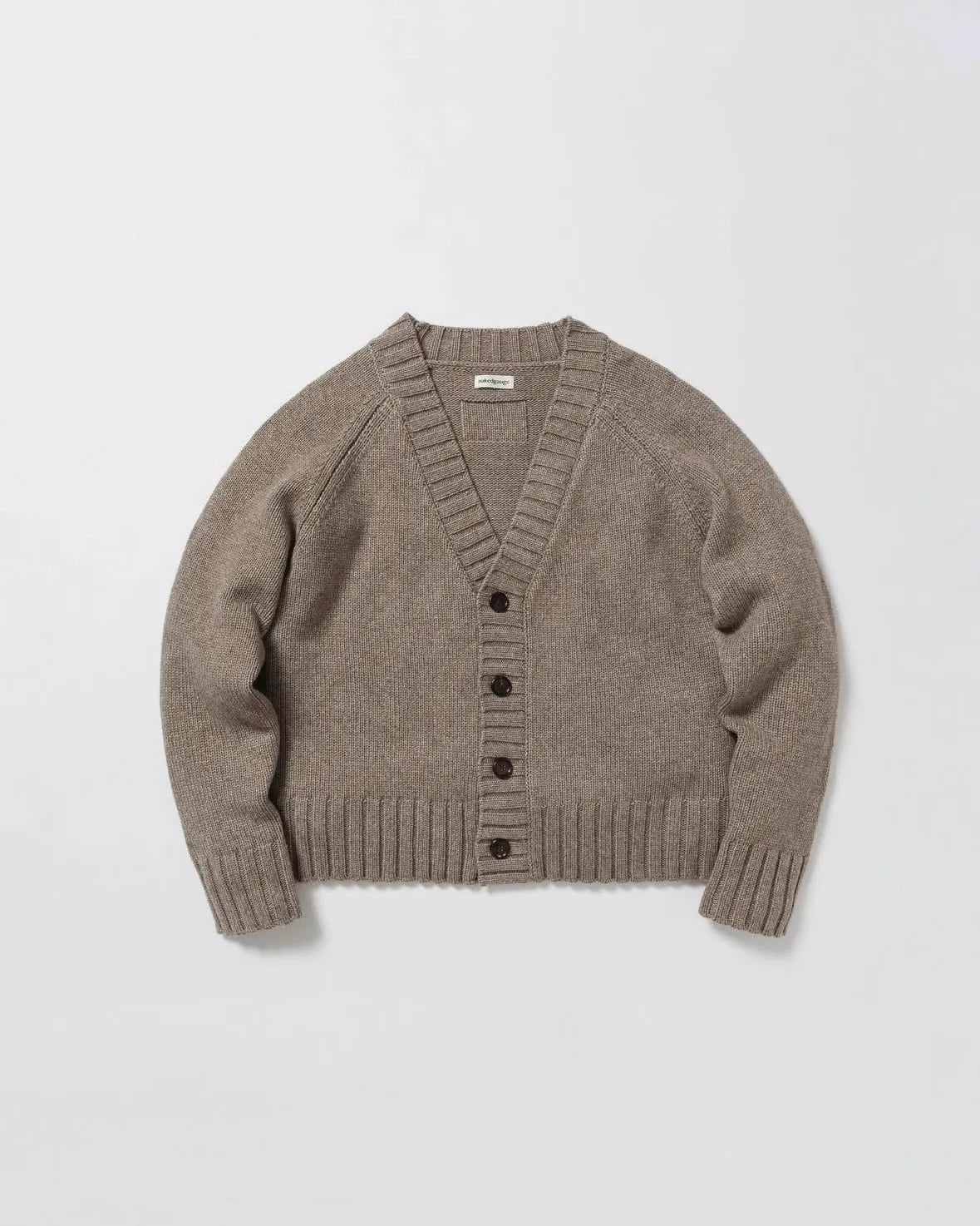 nakedgauge - COMFORT BLEND YARN JAPANESE BAND CARDIGAN - BROWN