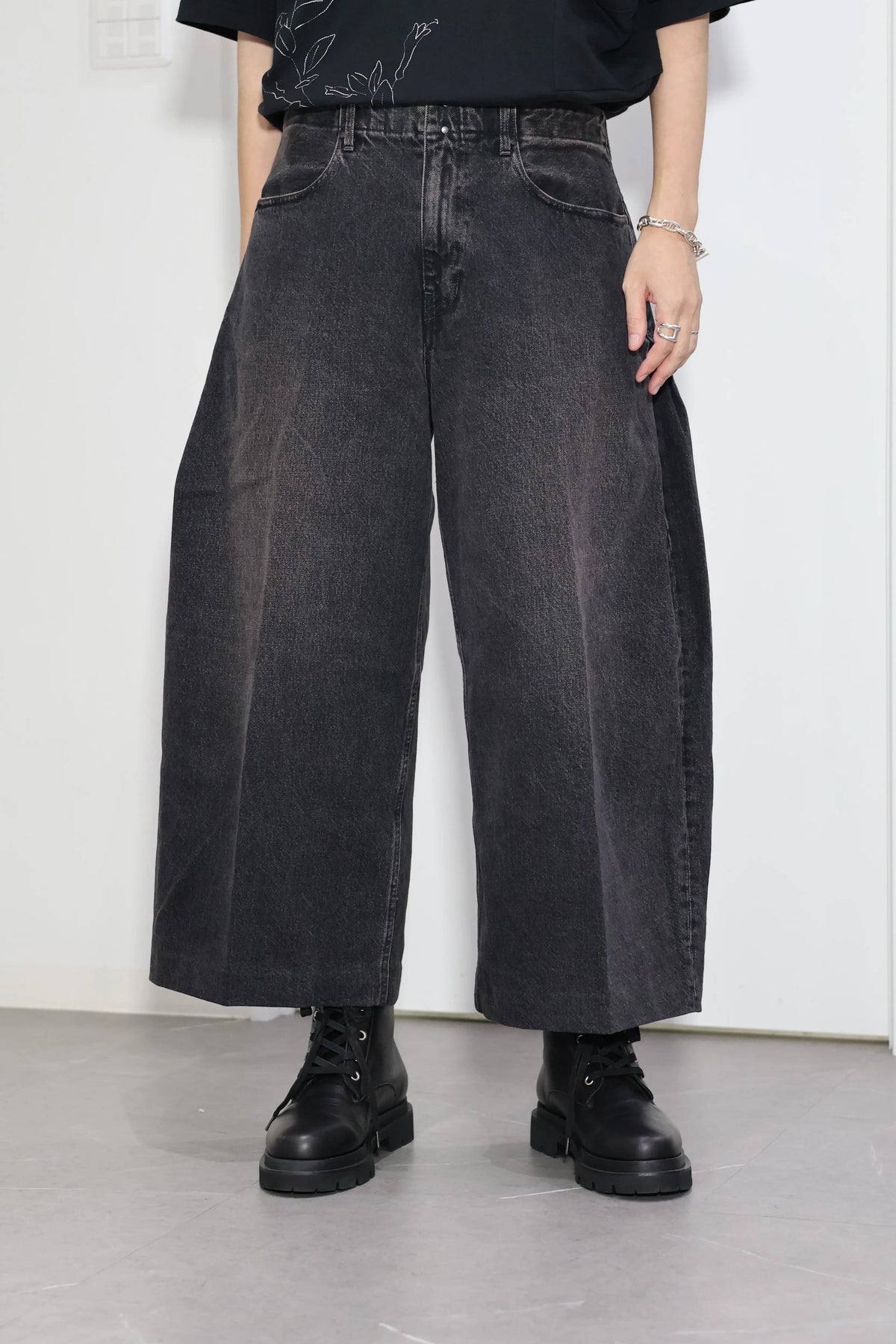 TANAKA - WIDE CROPPED JEANS - PINKY BLACK