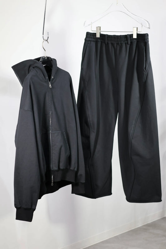 KANEMASA PHIL. - 36G Fine Sweat Draping Easy Pants - BLACK DYE