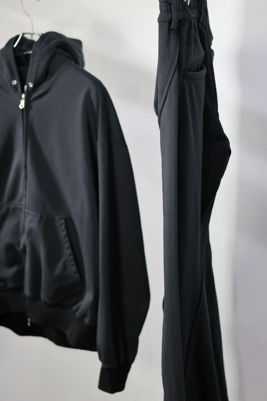 KANEMASA PHIL. - 36G Fine Sweat Zip Hoodie - BLACK DYE
