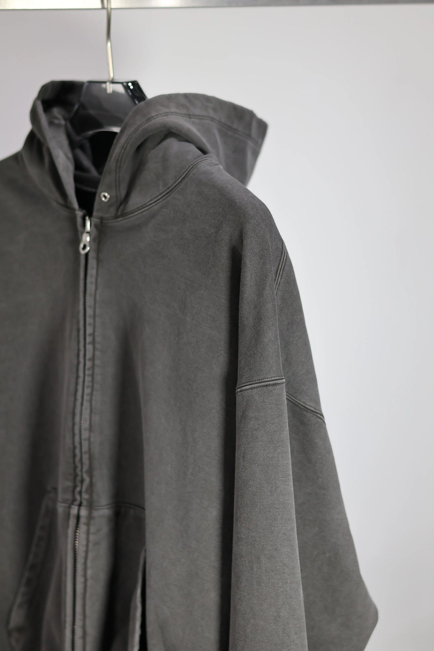 KANEMASA PHIL. - 36G Fine Sweat Zip Hoodie - CHARCOAL PIGMENT