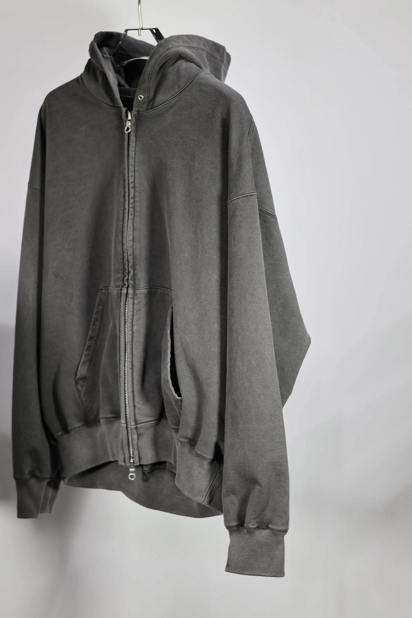 KANEMASA PHIL. - 36G Fine Sweat Zip Hoodie - CHARCOAL PIGMENT