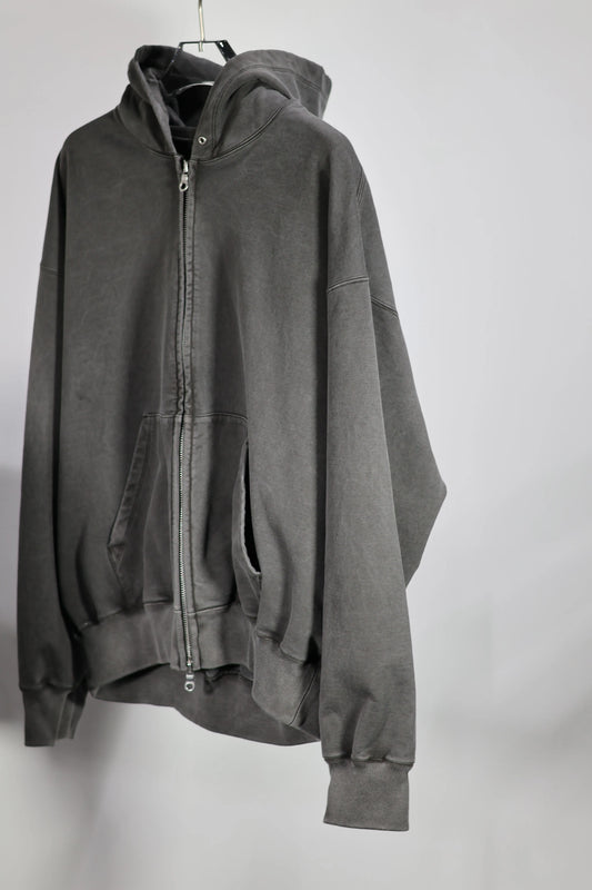 KANEMASA PHIL. - 36G Fine Sweat Zip Hoodie - CHARCOAL PIGMENT