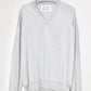 house of naked - SILK × CASHMERE V-NECK CREWNECK KNIT - LIGHT GRAY