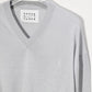 house of naked - SILK × CASHMERE V-NECK CREWNECK KNIT - LIGHT GRAY