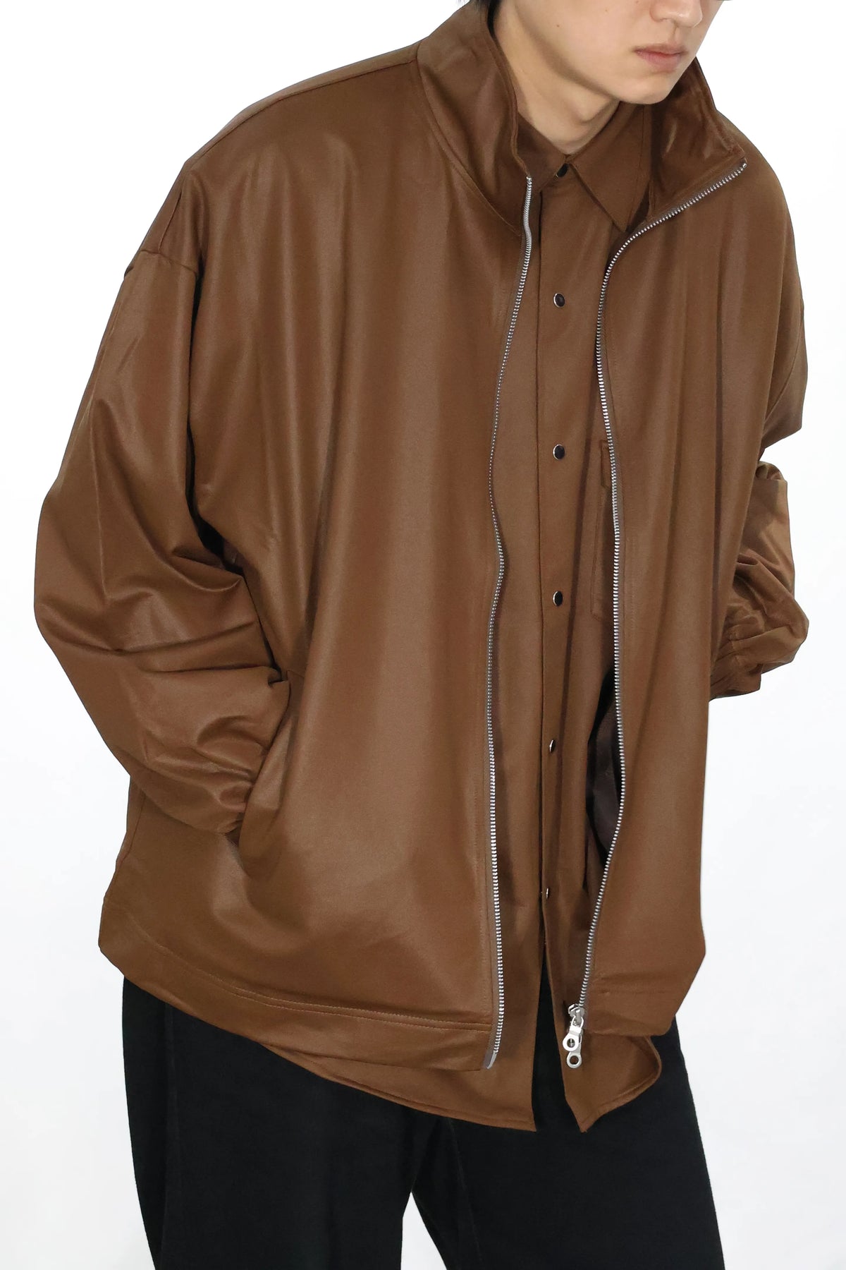 KANEMASA PHIL. - 36G ECONYL Embossed Blouson - BROWN