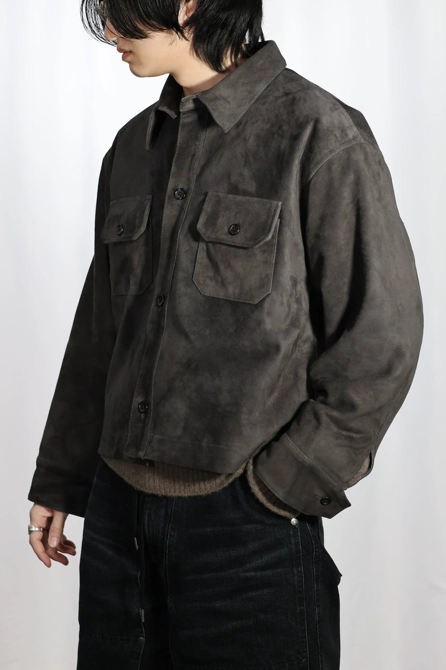 nakedgauge - GOAT SUEDE CPO JACKET - GRAY