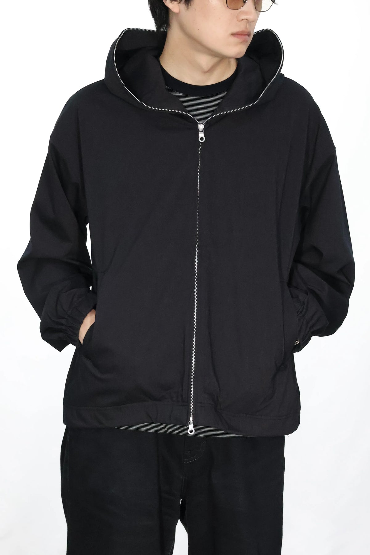 KANEMASA PHIL. - 46G Solaro Zip Hoodie - BLACK BROWN