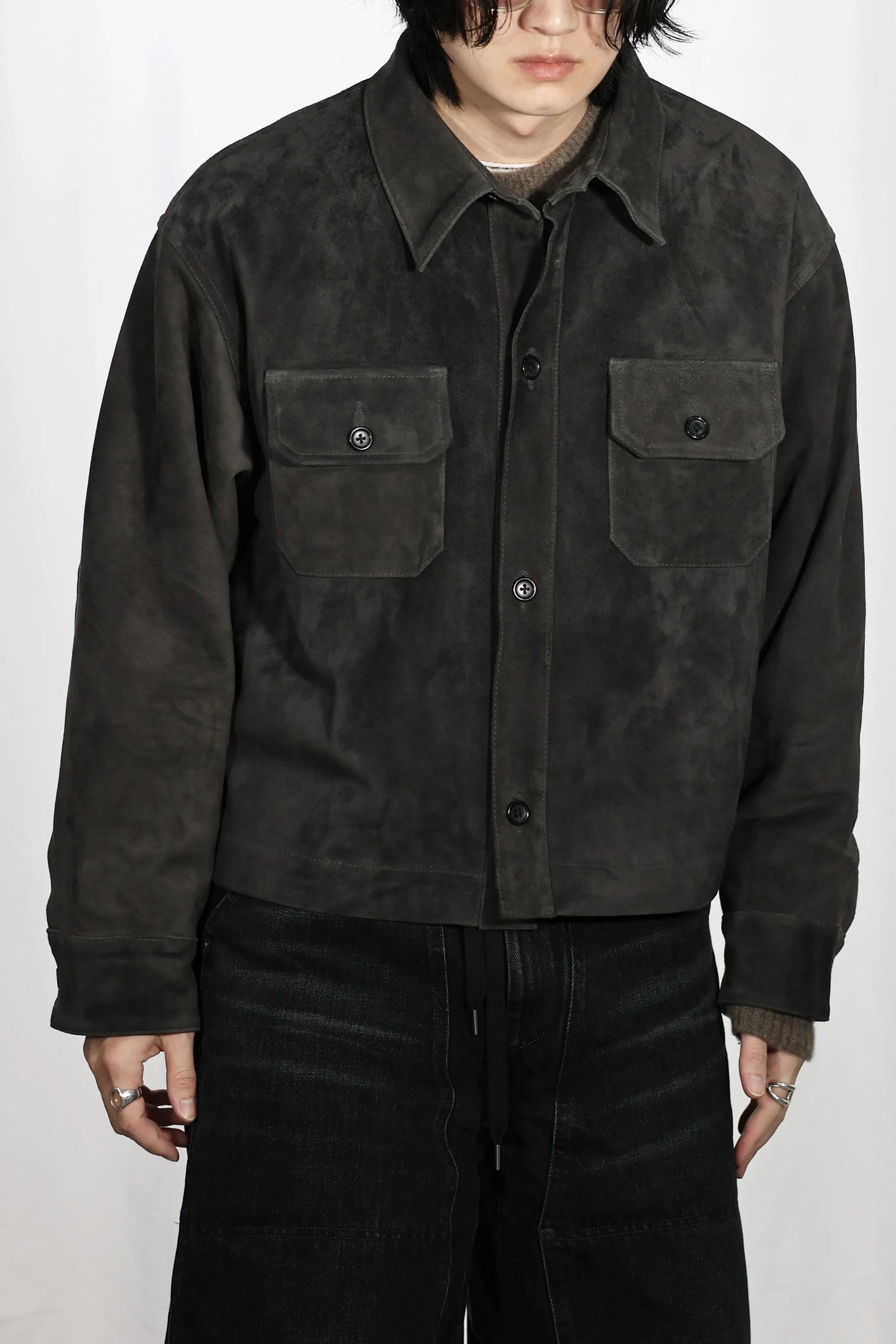 nakedgauge - GOAT SUEDE CPO JACKET - GRAY
