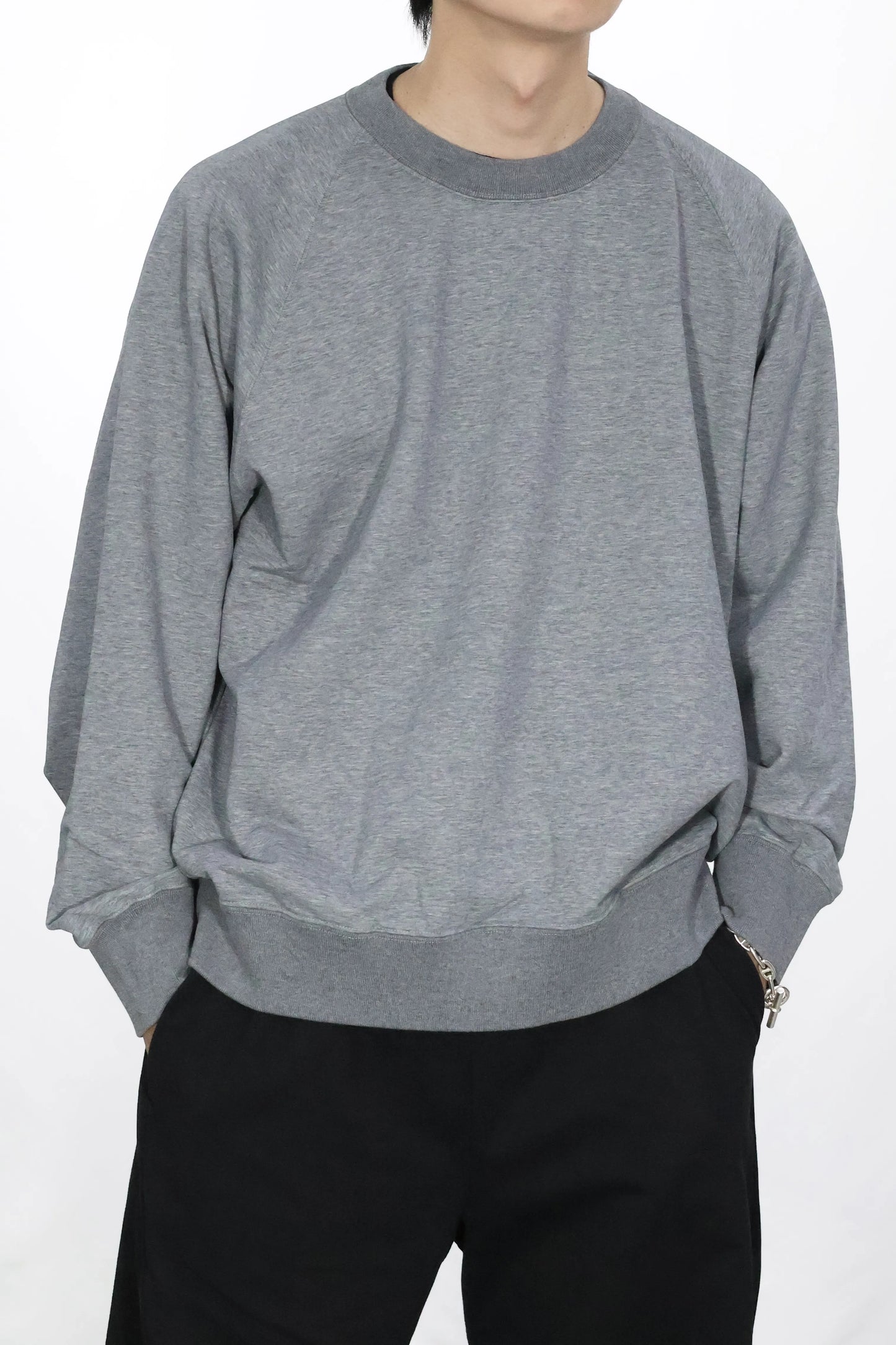 KANEMASA PHIL. - 36G Raglan Heather Pullover - CHARCOAL DYE
