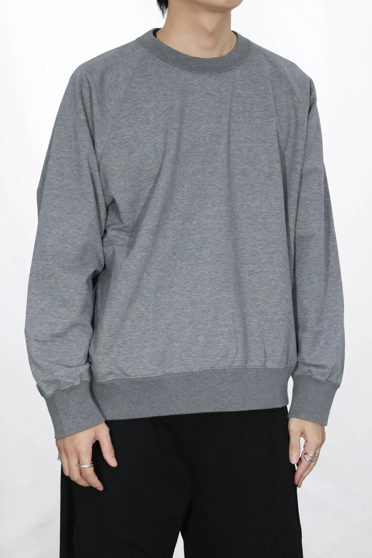 KANEMASA PHIL. - 36G Raglan Heather Pullover - CHARCOAL DYE