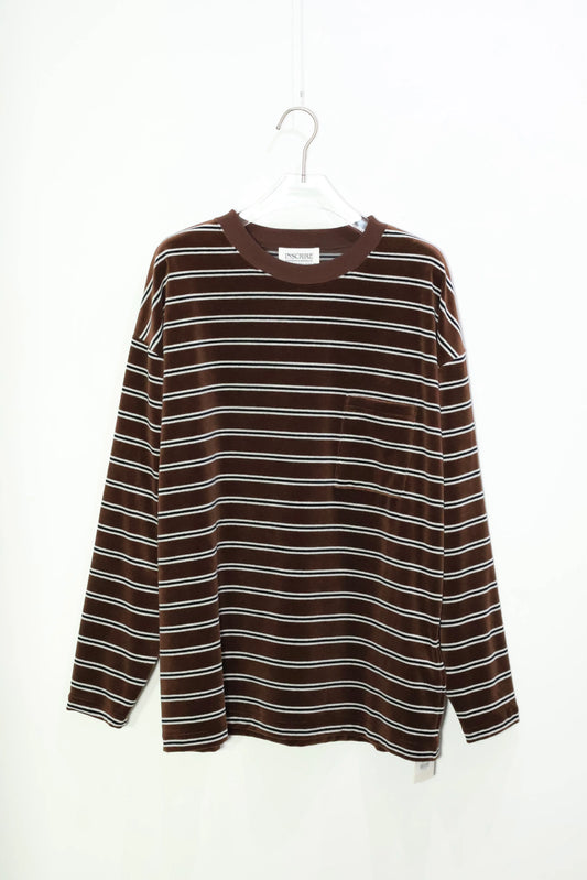 INSCRIRE - Velvet Border Long Sleeve Tee - BROWN × NAVY