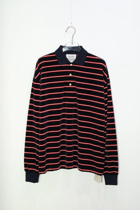 INSCRIRE - Velvet Border Poro Shirt - NAVY × RED