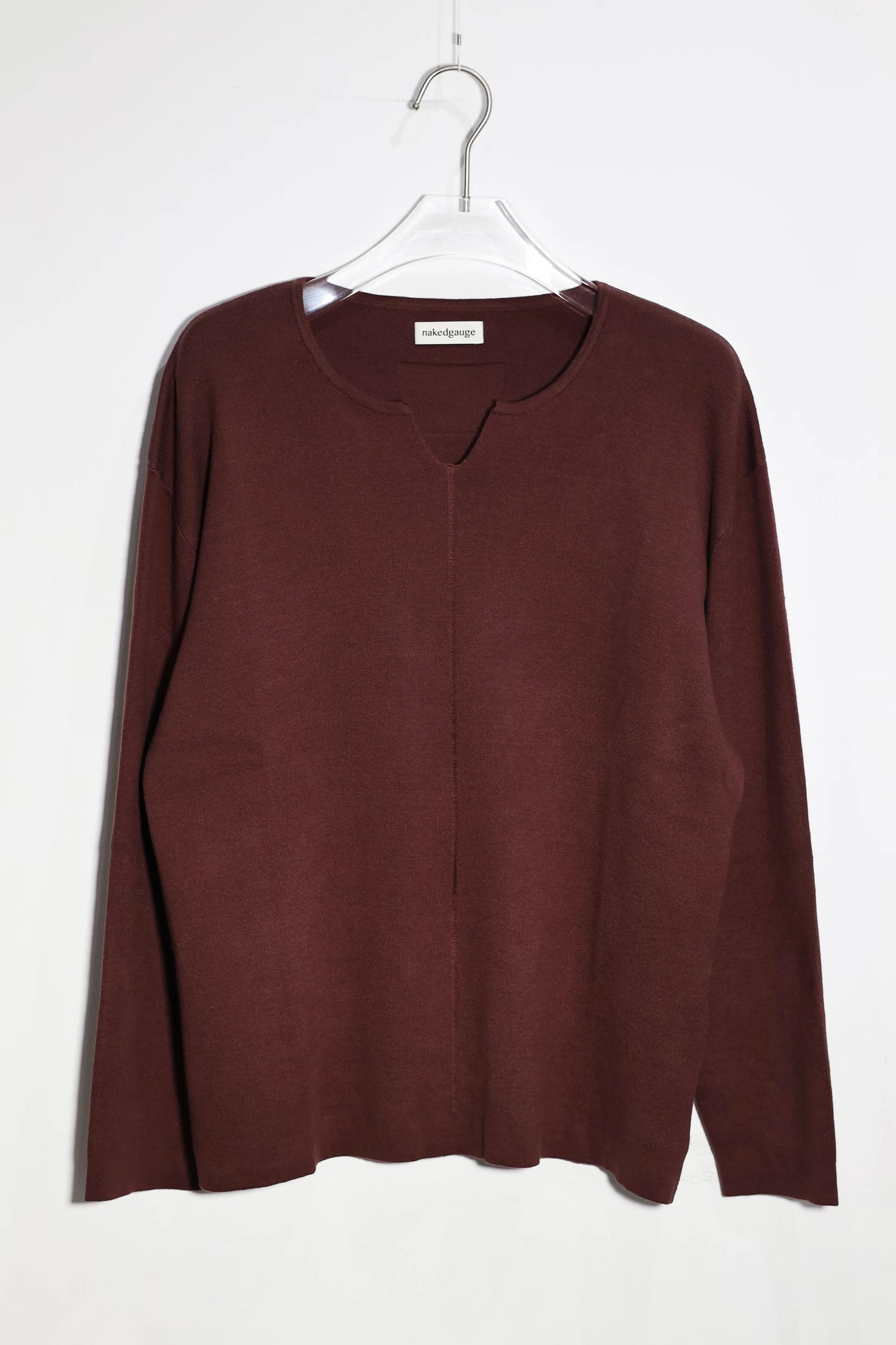 nakedgauge - KEY-NECK PULLOVER - BROWN