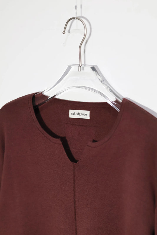 nakedgauge - KEY-NECK PULLOVER - BROWN