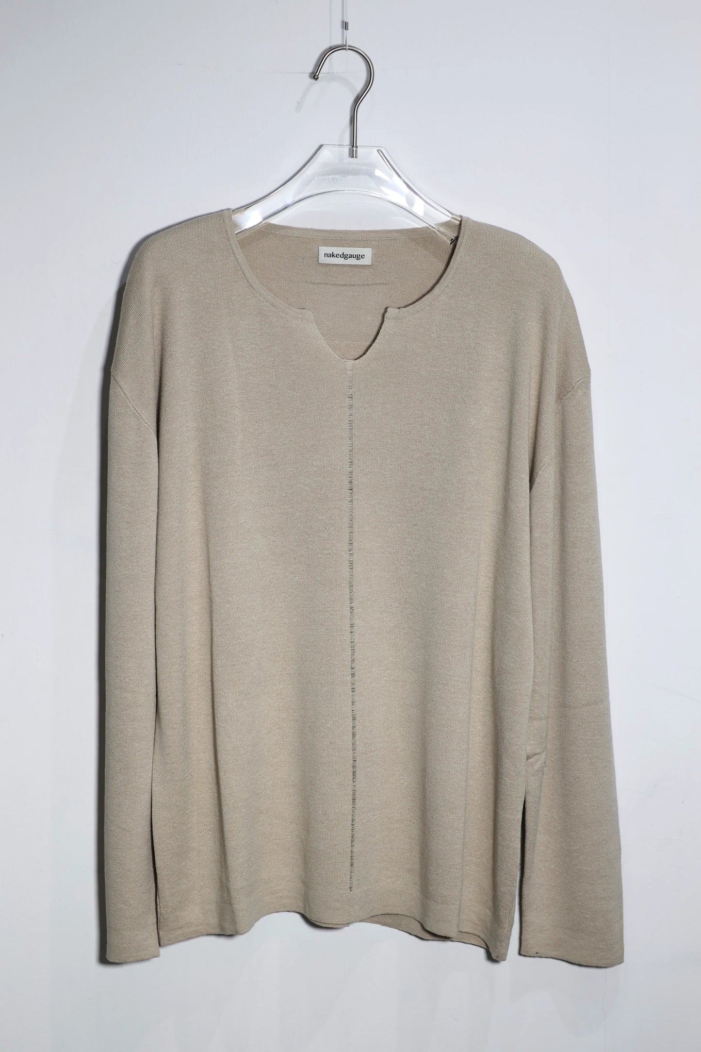nakedgauge - KEY-NECK PULLOVER - GREIGE