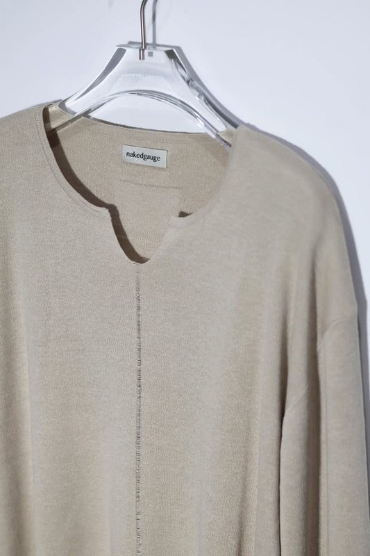 nakedgauge - KEY-NECK PULLOVER - GREIGE