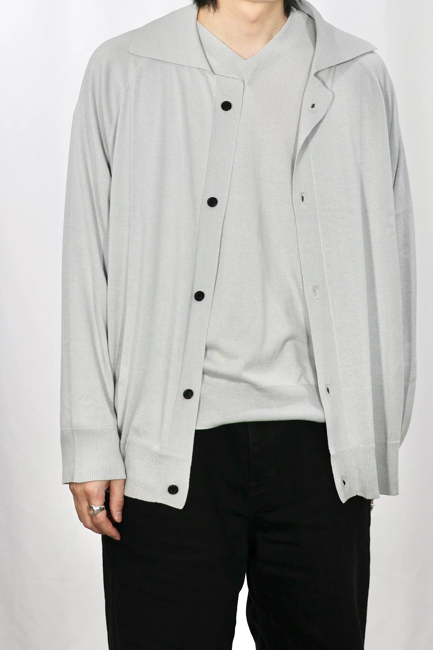 house of naked - SILK × CASHMERE CARDIGAN I - LIGHT GRAY