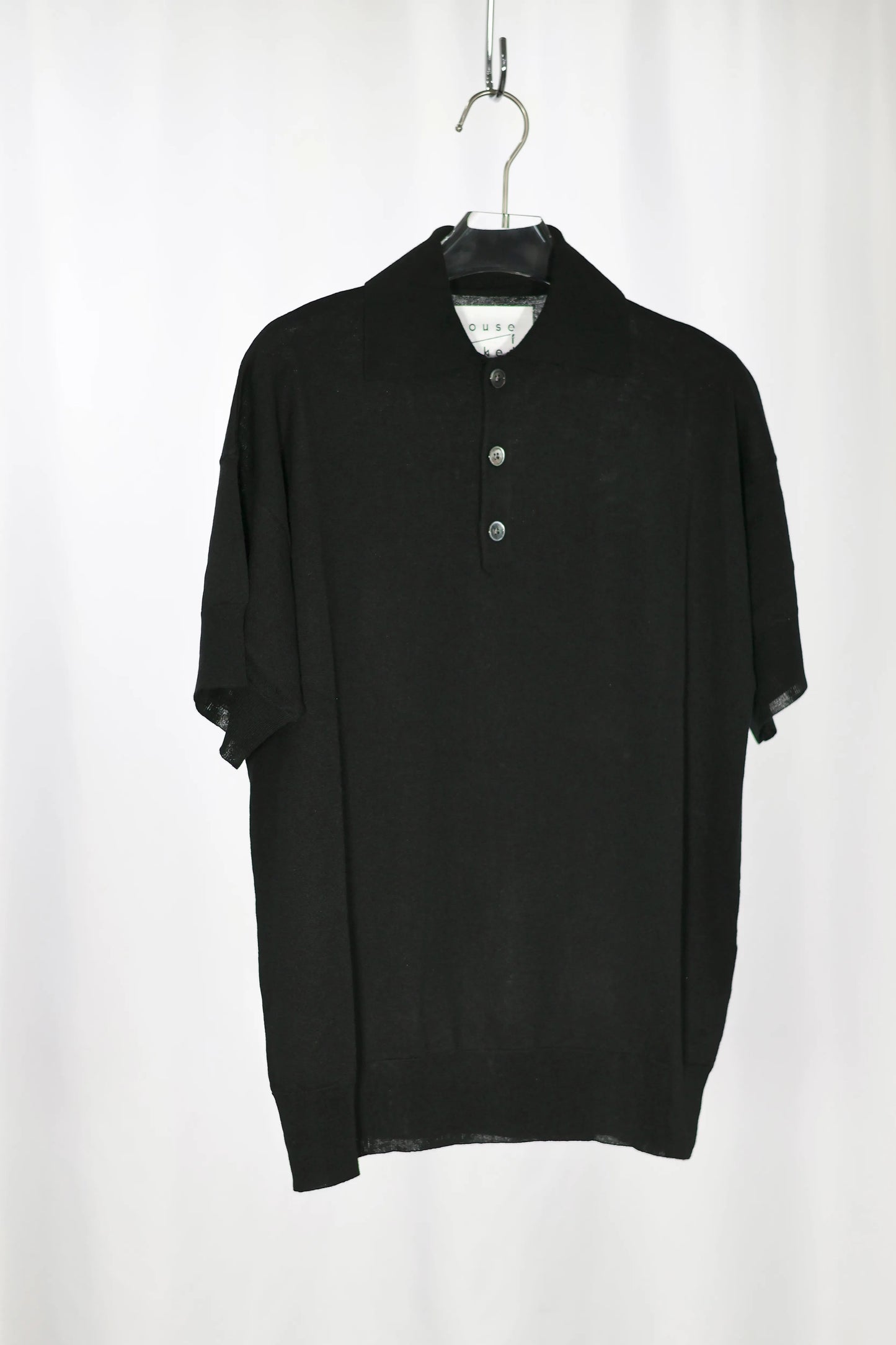 house of naked - SILK × CASHMERE 80POLO SS - BLACK