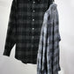 JOHN MASON SMITH / JANE SMITH - COTTON FLANNEL NEEDLE PUNCH OVERSIZED REGULAR COLLAR SHIRTS - GRAY