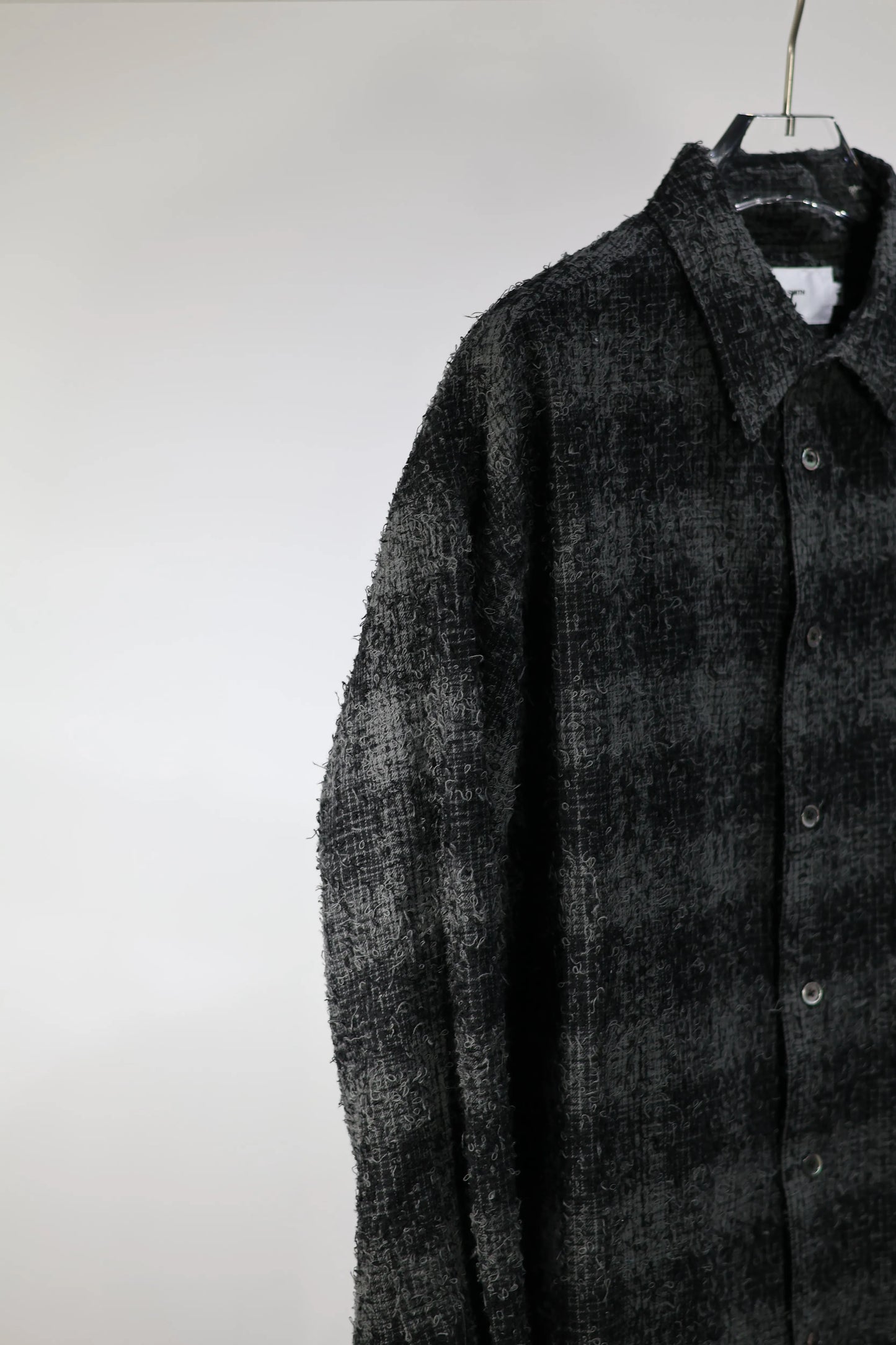 JOHN MASON SMITH / JANE SMITH - COTTON FLANNEL NEEDLE PUNCH OVERSIZED REGULAR COLLAR SHIRTS - GRAY
