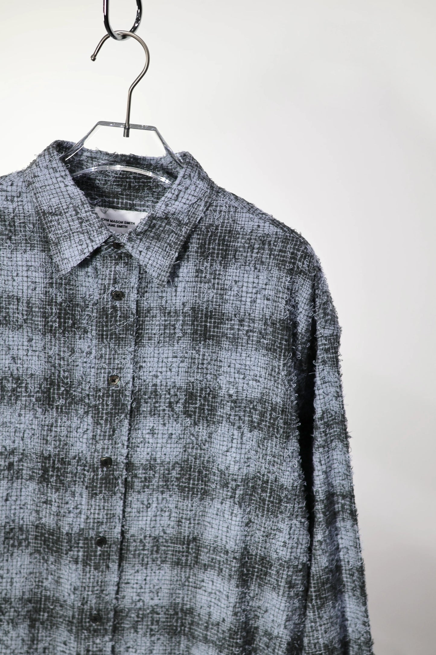 JOHN MASON SMITH / JANE SMITH - COTTON FLANNEL NEEDLE PUNCH OVERSIZED REGULAR COLLAR SHIRTS - SAX