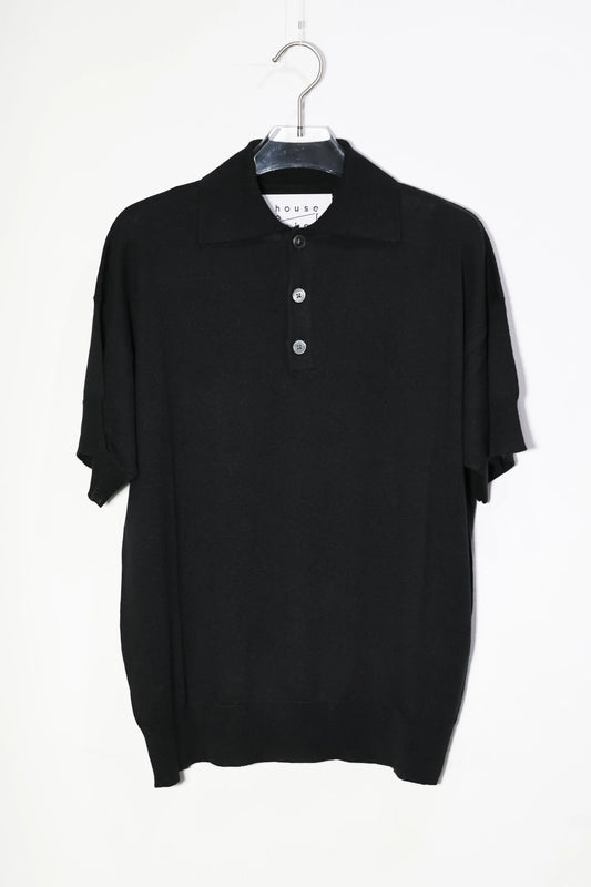 house of naked - SILK × CASHMERE 80POLO SS - BLACK
