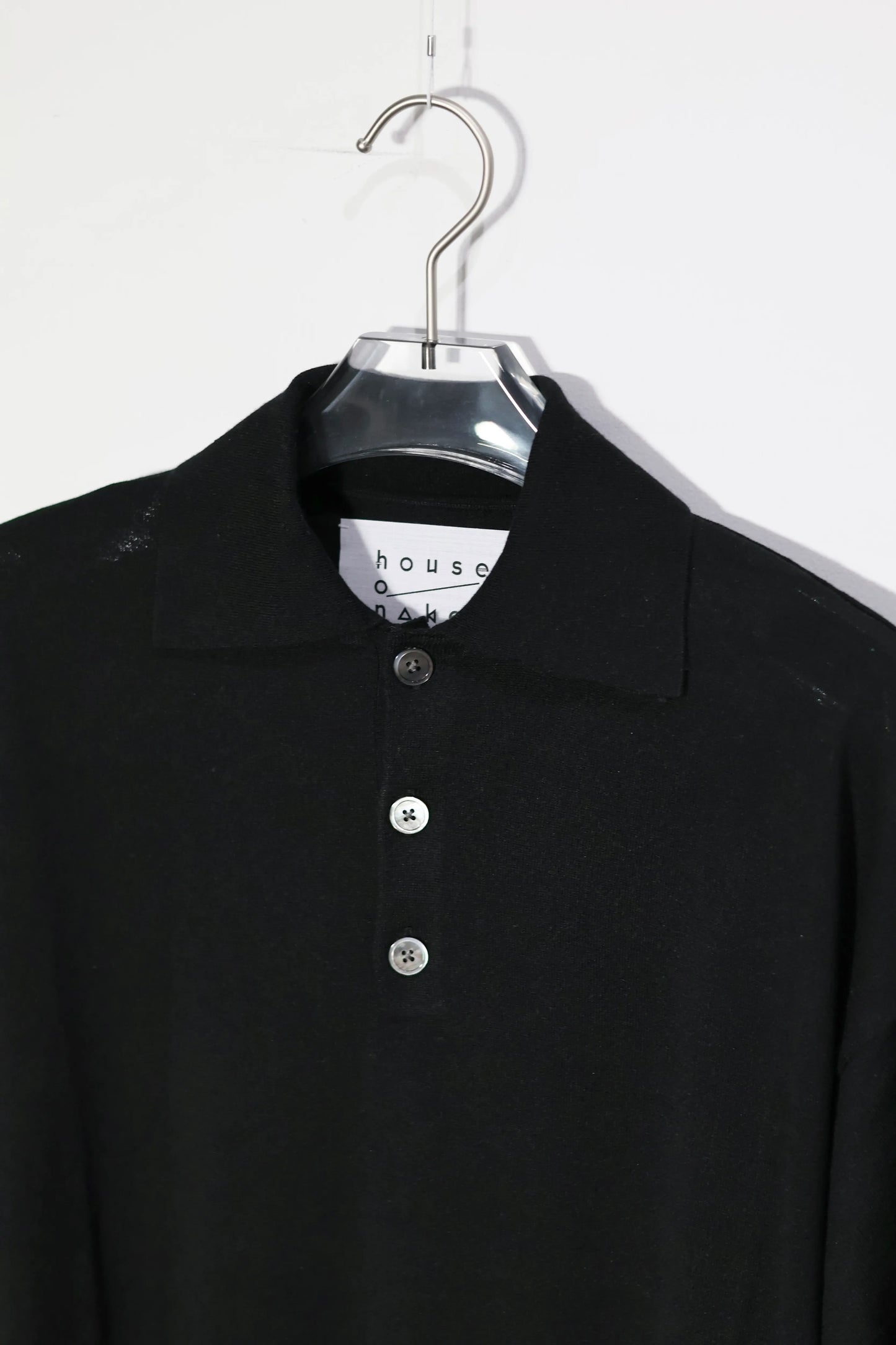 house of naked - SILK × CASHMERE 80POLO SS - BLACK