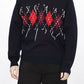 JOHN MASON SMITH / JANE SMITH - 7G DOUBLE JACQUARD ARGYLE V NECK SWEATER - NAVY