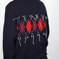 JOHN MASON SMITH / JANE SMITH - 7G DOUBLE JACQUARD ARGYLE V NECK SWEATER - NAVY