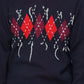 JOHN MASON SMITH / JANE SMITH - 7G DOUBLE JACQUARD ARGYLE V NECK SWEATER - NAVY