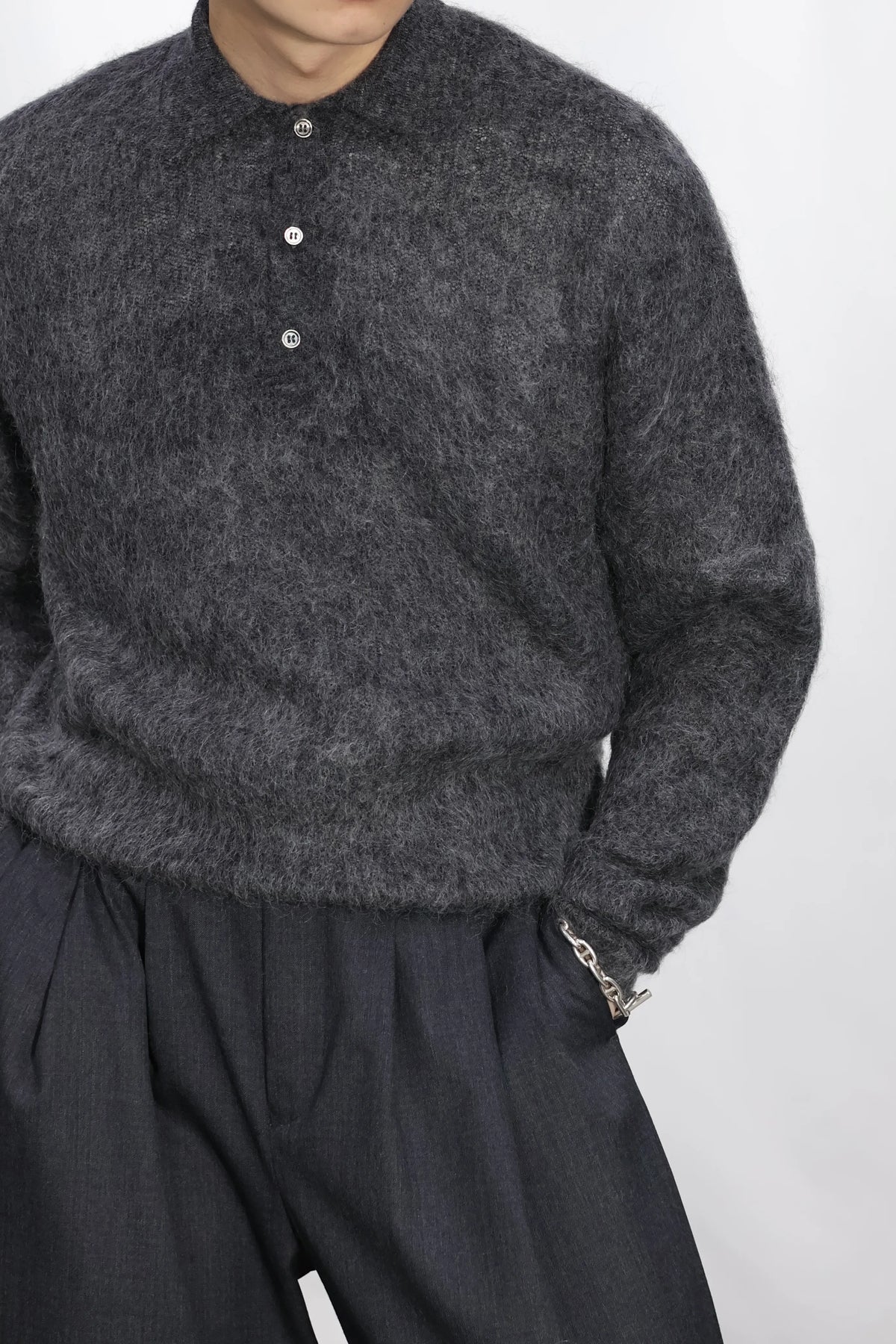 INSCRIRE - Mohair Polo - CHARCOAL