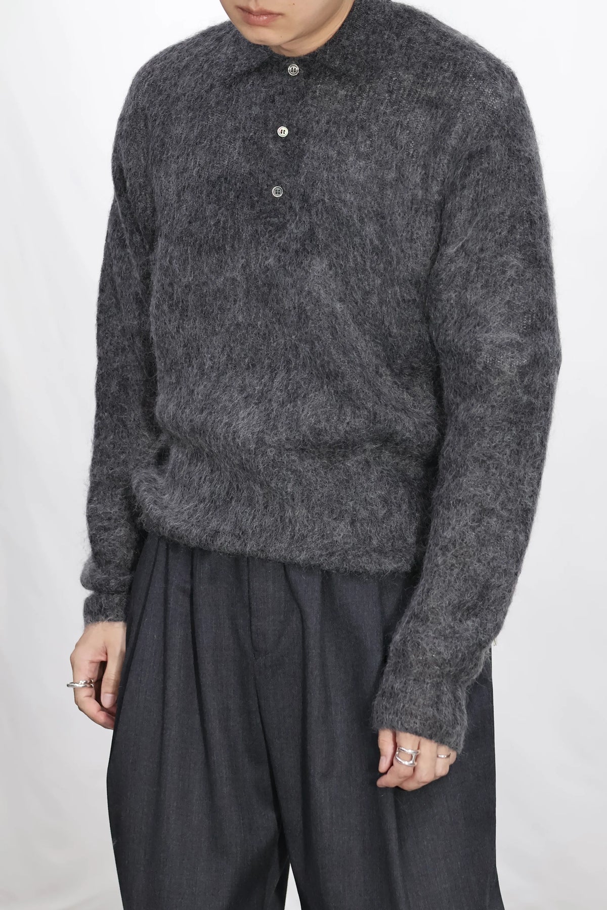 INSCRIRE - Mohair Polo - CHARCOAL