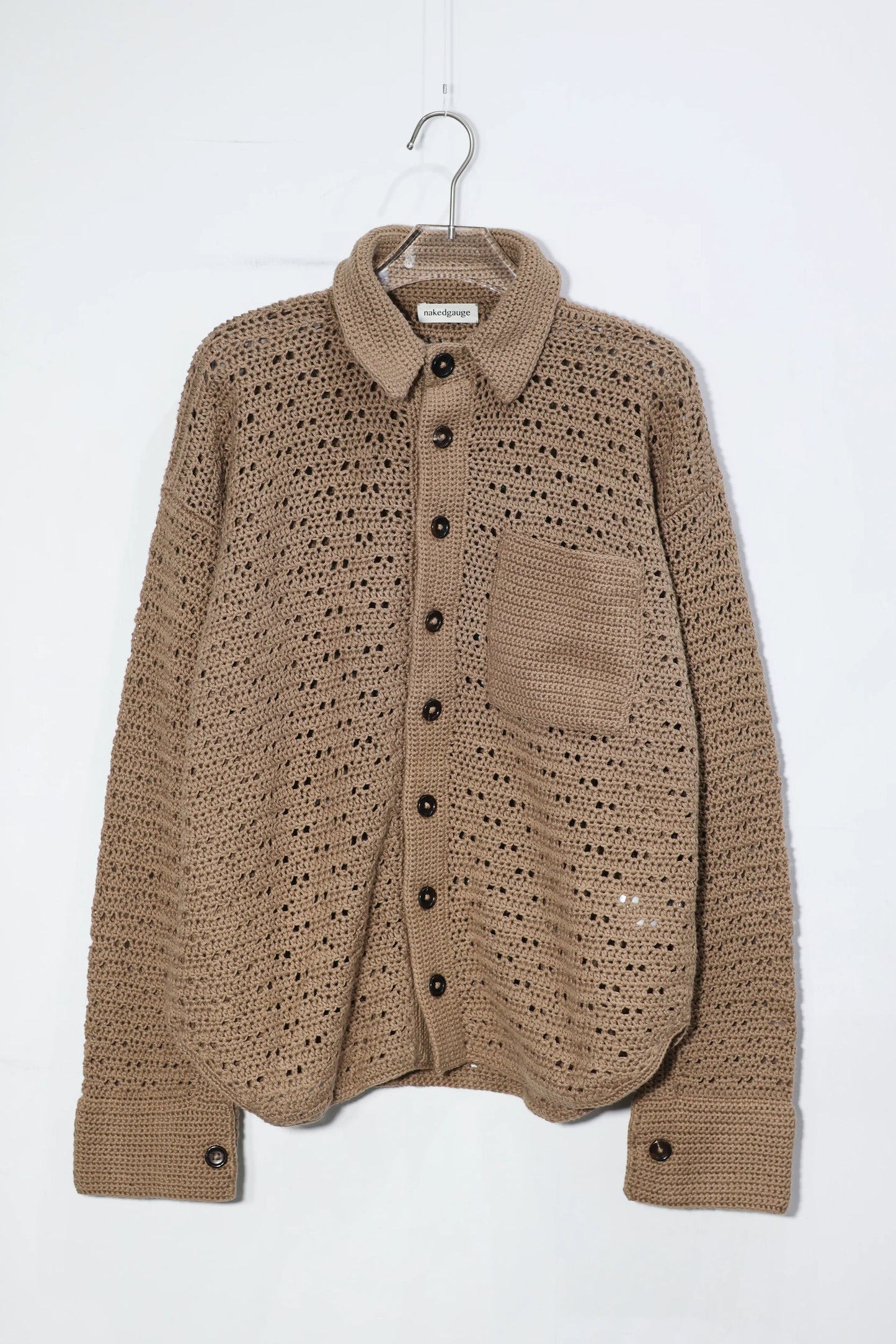 nakedgauge - HAND KNITTING MESH SHIRT - GREIGE