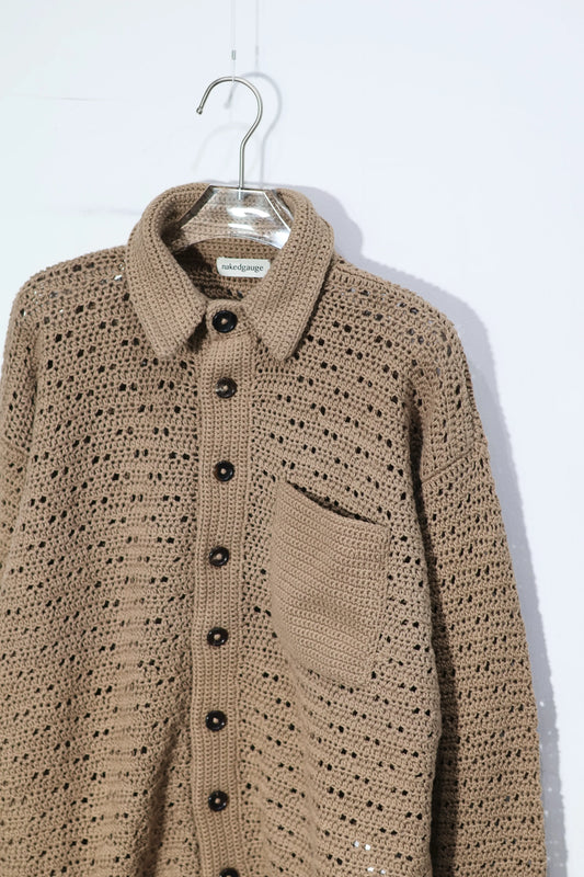 nakedgauge - HAND KNITTING MESH SHIRT - GREIGE