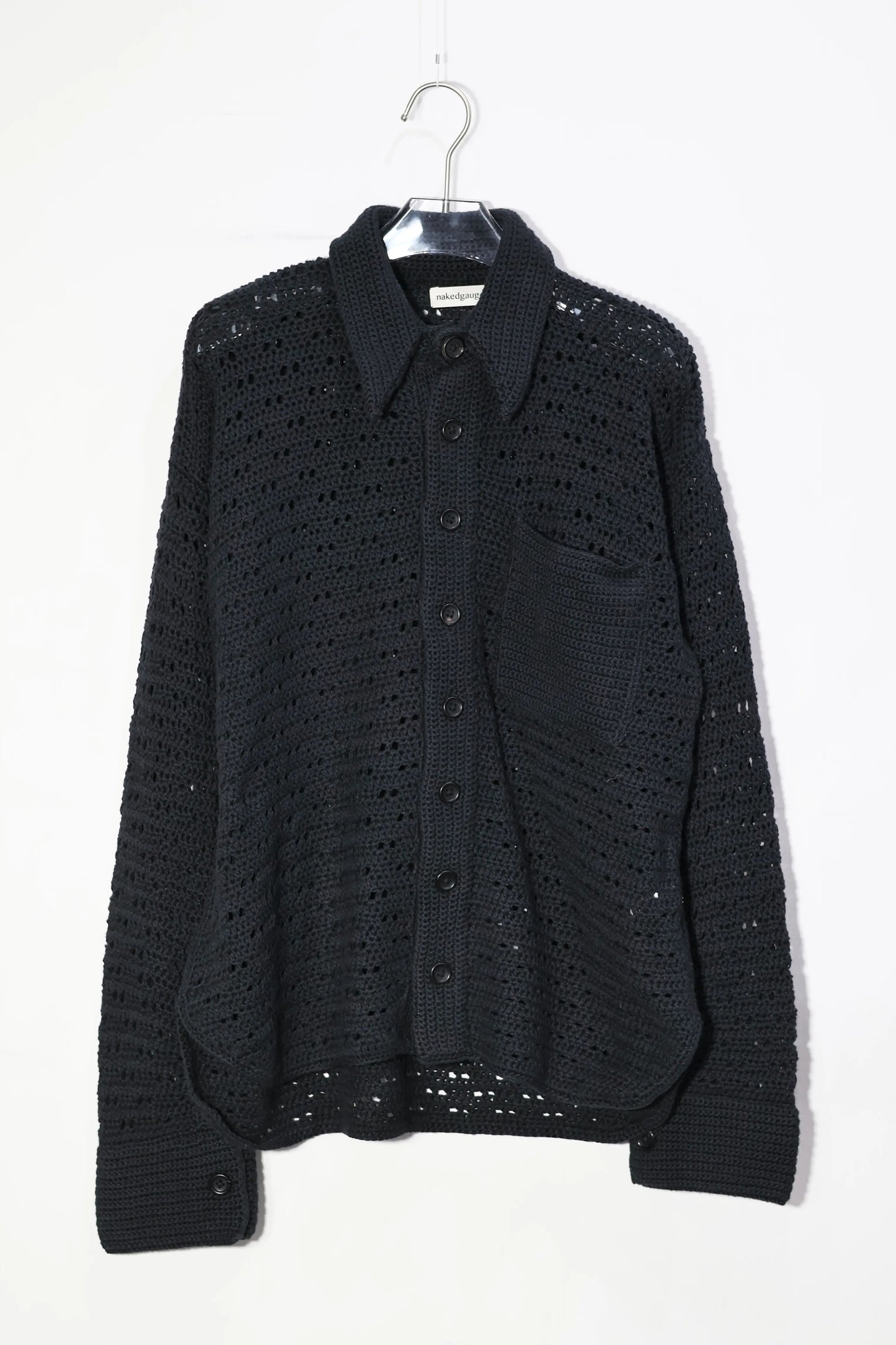 nakedgauge - HAND KNITTING MESH SHIRT - BLACK