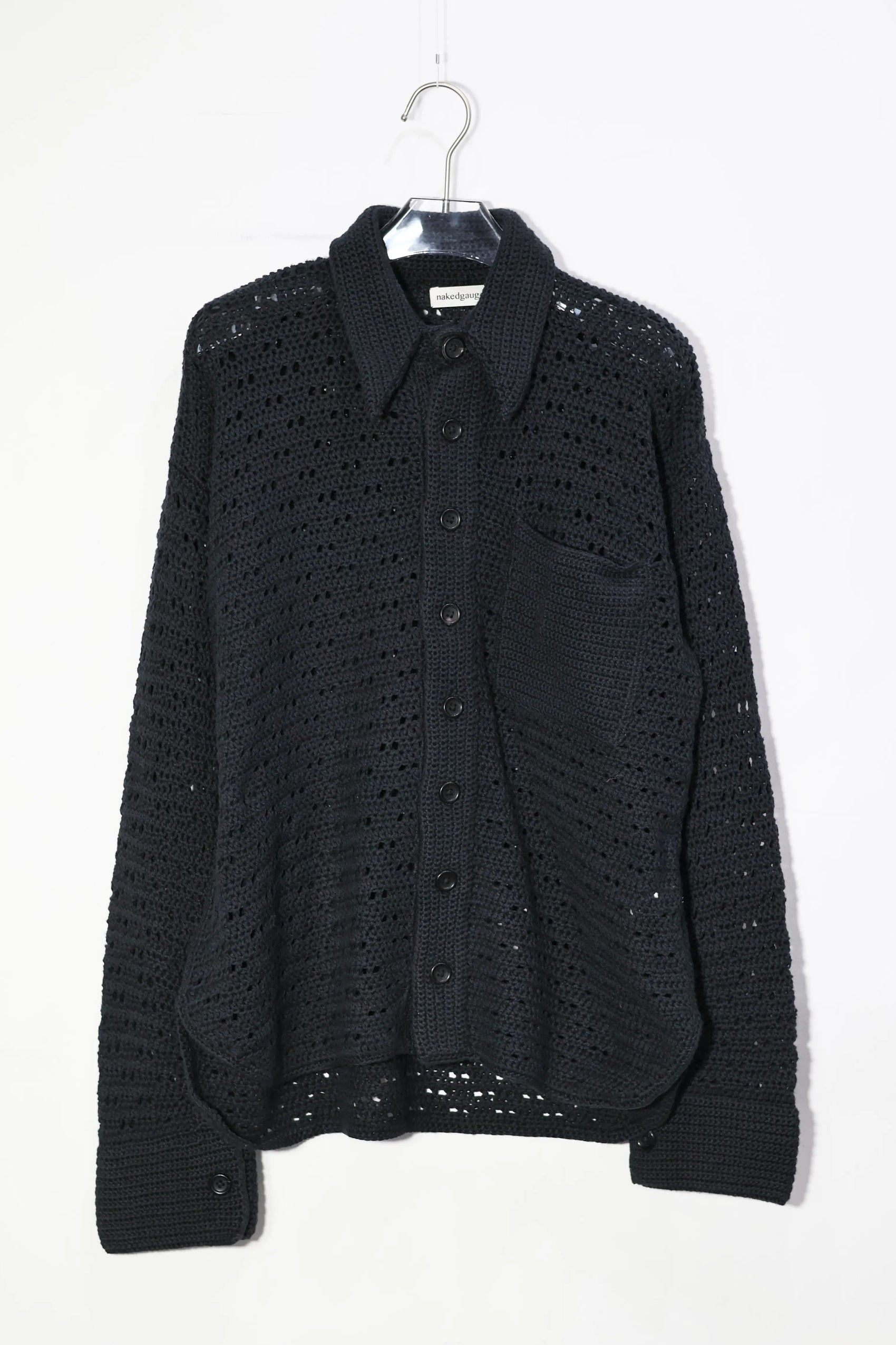 nakedgauge - HAND KNITTING MESH SHIRT - BLACK
