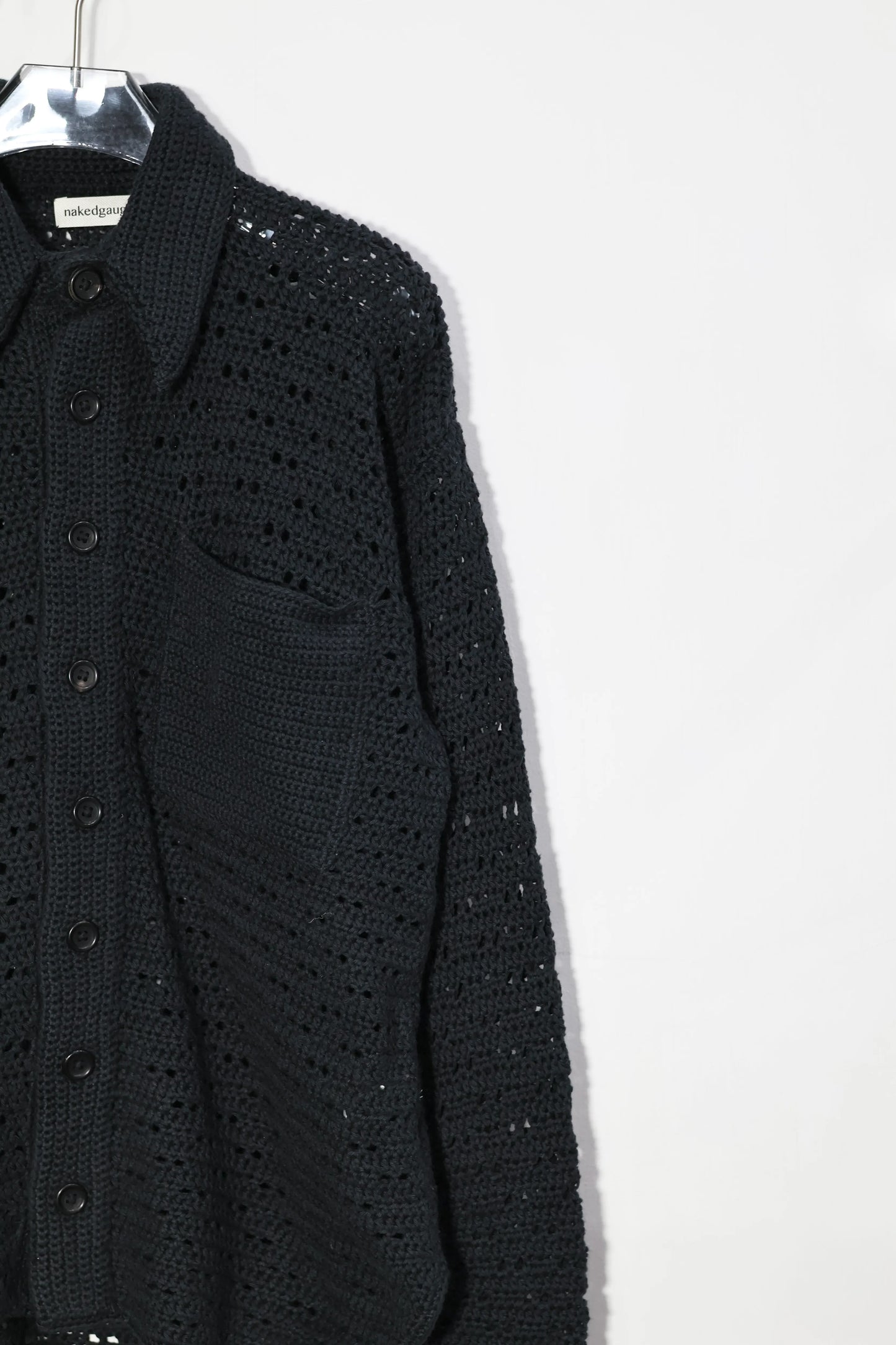 nakedgauge - HAND KNITTING MESH SHIRT - BLACK