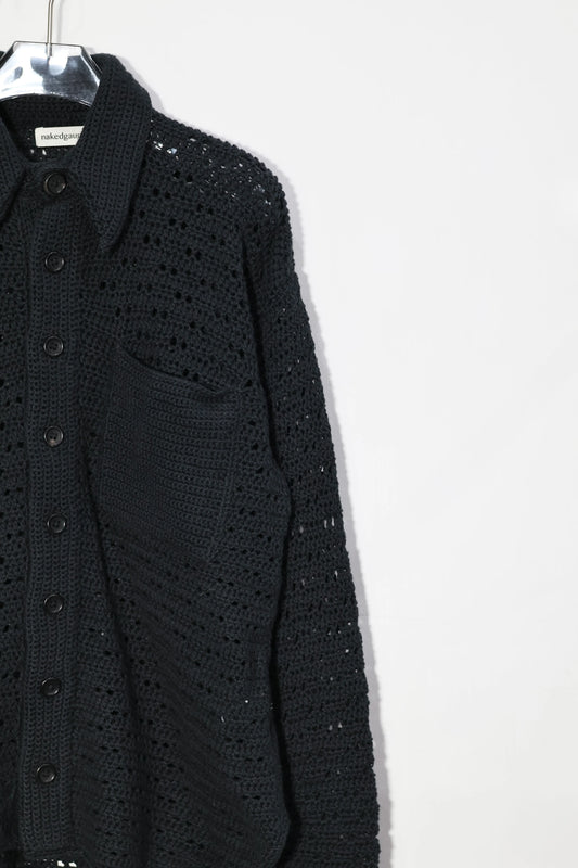 nakedgauge - HAND KNITTING MESH SHIRT - BLACK
